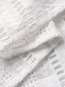 Livesso Women's Casual Lace Patchwork Puff Sleeve Shirt, Autumn/Winter - White - View 8