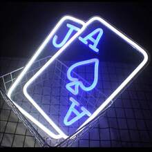 Đèn LED neon xanh dương phát sáng hình quân bài, đèn trang trí, biển hiệu quảng cáo chữ cái sáng tạo tự làm, đèn chiếu sáng tạo không gian, thích hợp cho lễ hội, tiệc tùng và trang trí không khí. - Nhiều màu - Xem 2