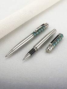 1pc Classic Metal Rollerball Pen, 0.7mm Nib, Writing Ink, Elegant Office And School Stationery Ballpoint Pen. - 3010P - View 1
