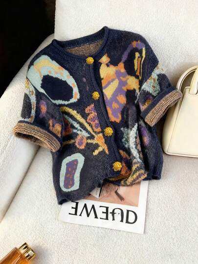 Nubod 2026 Plus Size Women's Fashion Casual Minimalist Versatile Round Neck Multi-Color Rolled Hem Cardigan Sweater Suitable For Everyday Wear