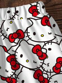 HELLO KITTY AND FRIENDS | SHEIN Kleine Mädchen Sommer Lässig Cartoon Katzen Muster Kurzarm T-Shirt und Shorts Set - Weiss - Übersicht 5