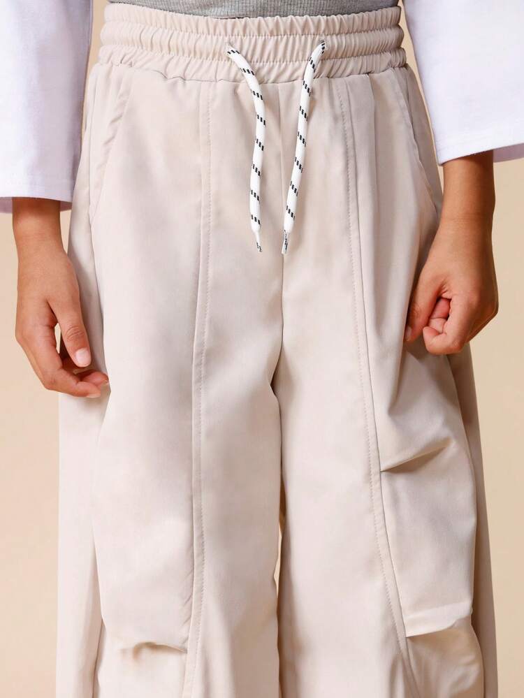 Wide Leg Distressed Jogger Pants With Drawstring