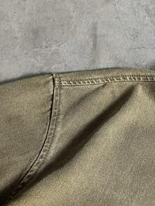 AXEPEAK Men's Casual Everyday Commute Fashion Street Embroidered Washed Denim Short Sleeve Shirt, Summer - Green - View 4