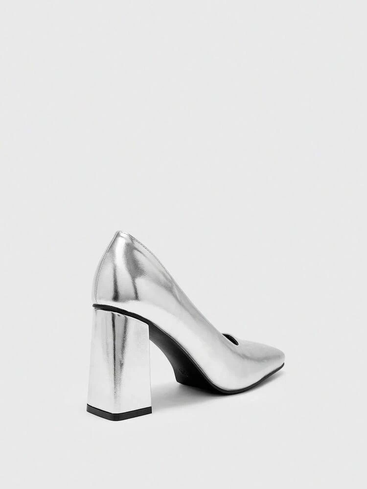 CUCCOO BIZCHIC 女性用スクエアトゥ チャンキーヒール PUレザー スリッポンシューズ、ファッショナブルなミニマリスト デイリー、パーティー、イベントに快適