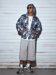 Modcrash 男士休闲中长短裤，夏季街头风，春夏复古美式风，男女皆宜的夏季上衣，适合日常穿着，宽松版型，夏季度假装扮，复古美式，男女皆宜，宽松版型夏季装扮——适合日常穿着和夏季度假装扮。 - 淺灰色 - 查看 6