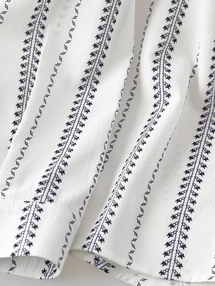 GlowEve Conjunto de camisa y pantalones cortos de protección solar con estilo bohemio, conjunto de 2 piezas para mujer en verano - Blanco - Añade 8