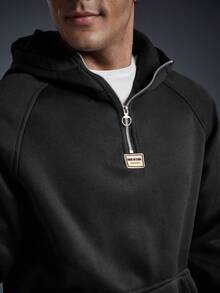 Driftmere 男士休闲保暖连帽运动衫和裤子套装，温暖运动，秋冬装 - 黑色 - 查看 6