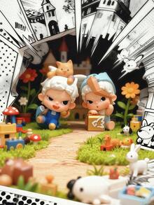 POKOJA LAND Caixa Surpresa (Sem Enchimento de Pelúcia) Bonita Figura Decorativa de Personagem de Desenho Animado, Conjunto de Aventura na Floresta Fantástica - 16 Modelos Regulares + 4 Figuras de Personagens Misteriosos com Designs Temáticos, Figuras Misteriosas Decorativas para Coleção e Exposição, Enfeites de Mesa, Presentes de Feriado - Maré jogar caixa cega - Visão 11