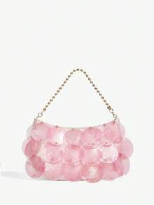 SHECARRY Ladies, Women  Top Handle Bags , Pink, Fashionable, Simple, Elegant, Versatile, For Beach, Vacation ,Holiday, Summer, Seaside - Baby Pink - View 4
