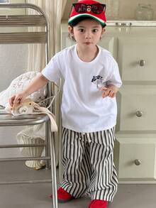 DAZY Toddler Boys' Casual Round Neck Short Sleeve Printed Top - Beige - View 4