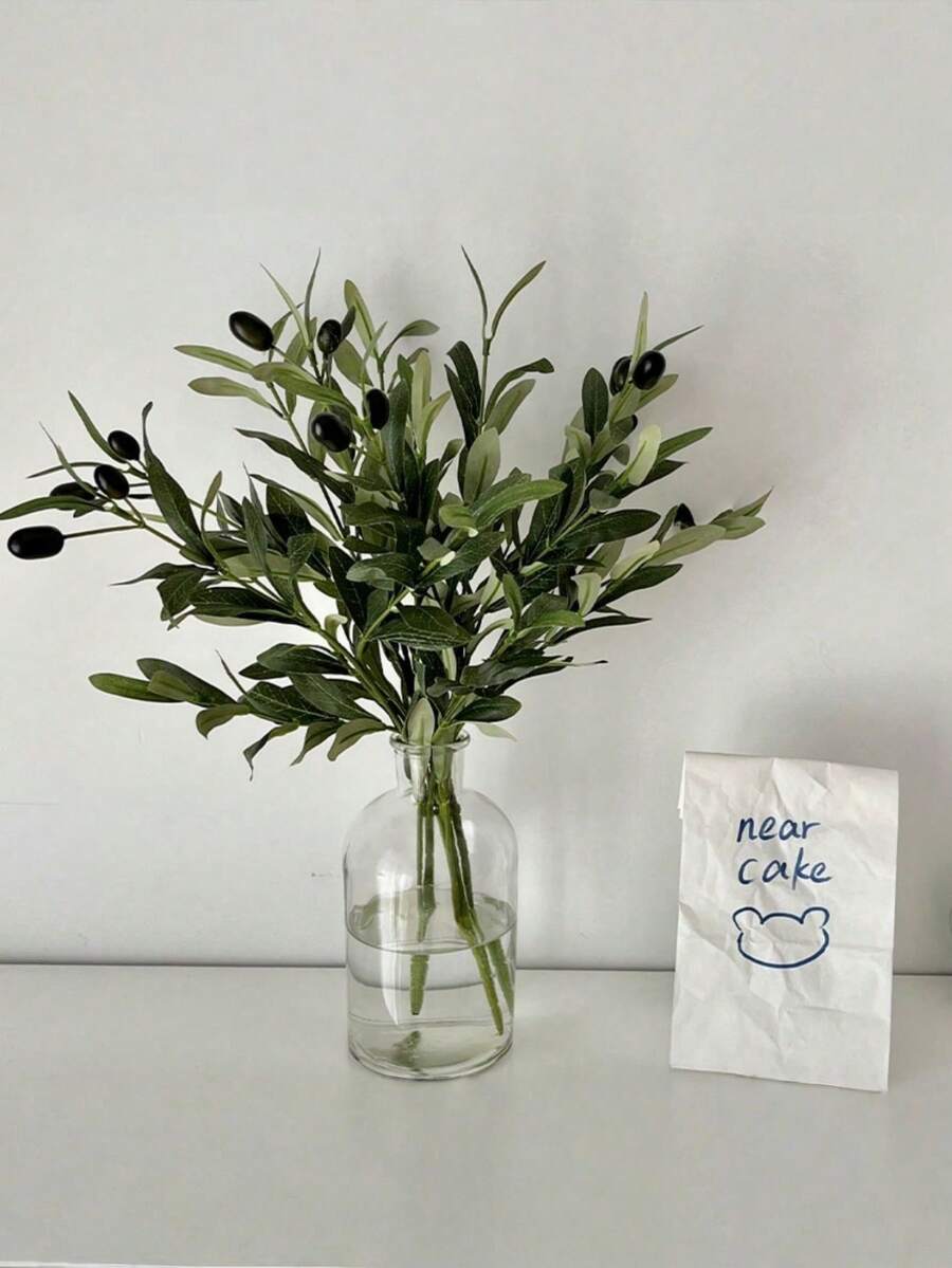 2/4pcsArtificial Eucalyptus Leaves, Autumn Fake Eucalyptus Branches With 3 Forks, Suitable For Wedding Decor, Valentine's Day Decor, Birthday Decor, Anniversary Decor, Home Decor, Tabletop Decor, Bedroom & Bathroom Decor, Desk Decor, Room Decor, Autumn Decor, Planter Decor, - Style B - View 1