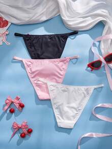 Bộ 3 quần lót bikini ren nhiều màu sắc gợi cảm dành cho nữ. - Nhiều màu - Xem 2
