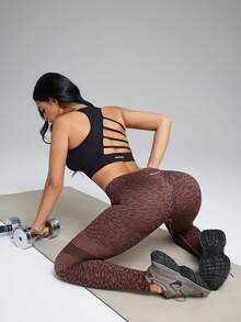 Innovista Leopard Jacquard High Waist Seamless Leggings Seamless Legg Brown Leopard Jacquard Seamless Leggings, High Waist Tummy Control, Booty Lift Sculpting Knit, Breathable Mesh Zones, High Stretch | Gym Training Yoga Pilates Athleisure Chic Leggings |  Leggings Sin Costuras Leopardo Café |  Legging Sem Costura Oncinha Marrom | Gymtok Seamless Fitness Leggings Leopard Print Leggings Workout Leggings Women Leopard Print Workout Leggings - Brown - View 10