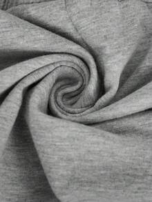 SHEIN 孕妇加大码纯色可调节腰带口袋休闲短裤 - 灰色 - 查看 8