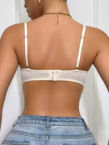 DesireSculpt 1pc Women's Simple Lift & Gather Bra, Versatile Casual Underwear - Beige - View 2