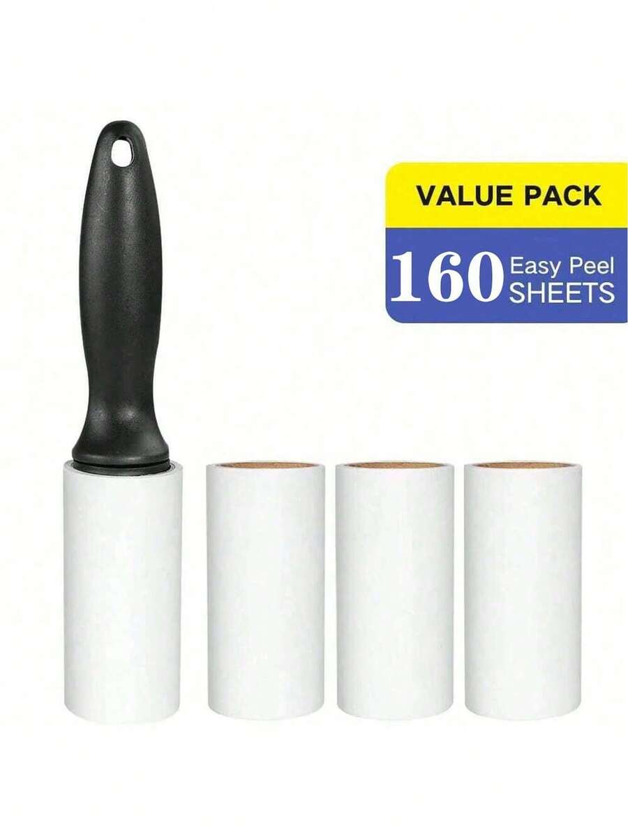 80/160 Sheets Super Sticky Lint Roller - Pet Hair Remover - Set Includes 1 Handle And 2/4 Refills - Multicolor - View 1