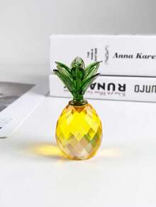 2 piezas/6 piezas Adorno de piña de cristal amarillo, figura de fruta artificial, estatua de fruta de vidrio, centro de mesa para decoración del hogar - Amarillo - Ver 5
