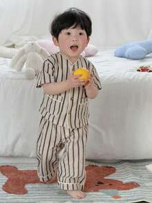 DAZY 2pcs Toddler Boys V-Neck Plaid Long Sleeve Shirt & Pants Pajama Set - Multicolor - View 8