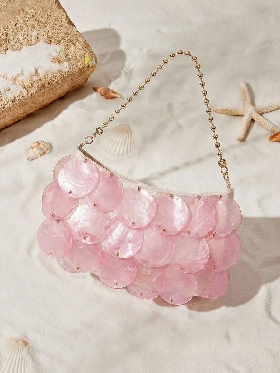 SHECARRY Ladies, Women  Top Handle Bags , Pink, Fashionable, Simple, Elegant, Versatile, For Beach, Vacation ,Holiday, Summer, Seaside - Baby Pink - View 1