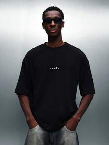 PLAYBOY X SUMWON Skript Logo Rundhals Kurzarm Baumwoll T-Shirt, Komfortabler Schnitt, Lässige Streetwear Essentials, Grundausstattung für den Alltag - Schwarz - Übersicht 2