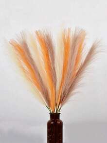 Herbe de Pampa artificielle 55 cm/21,65 po Fleur fausse moelleuse de couleur beige, marron, orange. Roseau artificiel faux Herbe de Pampa pour la décoration de la maison et de la ferme, pour la décoration bohème, fleur artificielle fausse décoration Pampa, remplisseur de vase décoration de la pièce, centres de table de mariage - mika orange - Voir 3