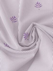 SHEIN Clasi 大码翻领条纹印花休闲长袖衬衫 - 紫色 - 查看 4