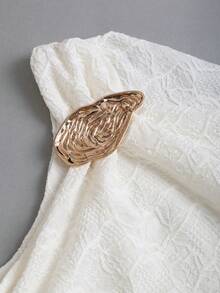 Sweetra Y2K Sexy Asymmetric Shoulder Textured Fabric Pleated Vacation Dress - White - View 5