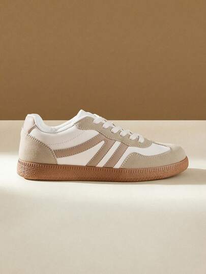 CUCCOO EASI 2026 New Spring/Autumn Vintage Versatile Fashion Minimalist Flat Casual Outdoor Sports Soft Sole Non-Slip Lace-Up Sneakers For Women, Plus Size