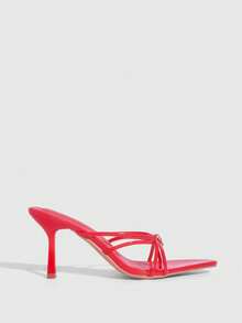 CUCCOO SZL Women's Pointed Toe Heart Rhinestone Design Fashionable Elegant High Heel Sandals - Red - View 8