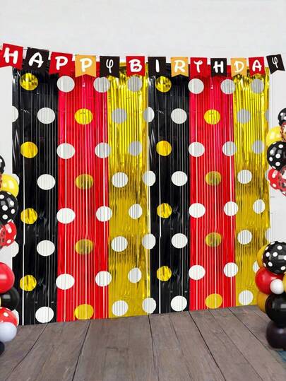 1件/2件装黑红撞色雨帘，适用于摄影工作室、生日、婚礼、订婚、新娘送礼会、节日、庆典和派对装饰。