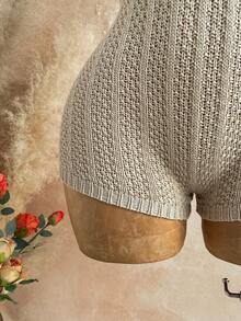 Soleia 女士夏季秋季度假套装 - 渐变针织深V领露背连体裤，性感时尚修身，适合派对、约会、下午茶、波西米亚风度假、海滩等场合。针织泳衣钩编泳装女士连体裤，女士钩编连体裤春季套装，女士情人节海滩套装，女士生日外出套装，女士优雅休闲度假复古套装，女士性感连体裤，女士夏季春季情人节休闲度假海滩婚礼生日外出套装，优雅休闲度假套装 - 杏色 - 查看 4