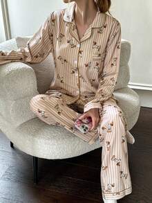 Dream Adore Bộ đồ ngủ dài tay in hình cún con nhăn nhúm dành cho nữ - Nhiều màu - Xem 5