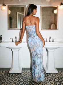 Opulessa 女士修身针织印花连衣裙，适合春夏度假穿着