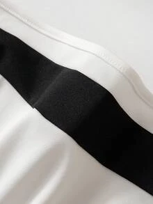 GlowEve 女士标准尺码斜肩腰带装饰荷叶边下摆优雅衬衫 - 白色 - 查看 3