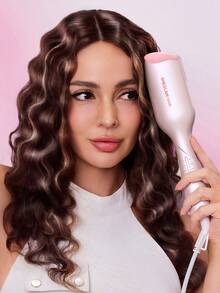 SHEGLAM HAIR Cupid's Charm Beach Babe Hair Waver,Pink Ionic Hair Curler - 25mm EU Plug,Waver Curling Iron,2 Barrel Hair Crimper With Anti-Scald,50 Million Ions & 10 Min Quick Wave,Smart Timer & Adjustable Temps,Easy To Use Hair Tool For Women Graduation Birthday Gift Holiday Winter Pink Vibe Makeup Party Beach Travel Camping School Campus Festivals Rose Present Girl Charm Best Valentine's Day Women's Day Love Yourself - Baby Pink - View 4