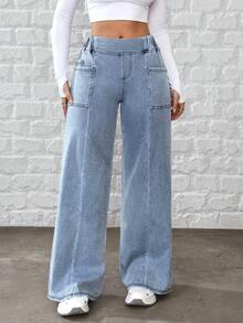 Flexra Women's Casual Loose Fit Pocket Denim Jeans