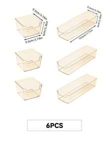 Drawer Desktop Cosmetics Storage Box, 2-Piece/6-Piece Combination Drawer Storage Set, Dressing Table Storage Box, Storage Box For Makeup, Jewelry, Kitchen, Bedroom, Bathroom Small Tools, Office Christmas Holiday Gift Giving - Light brown - View 10