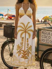 CAJUNI 热带度假黄色珠饰连衣裙 - 彩色 - 查看 4