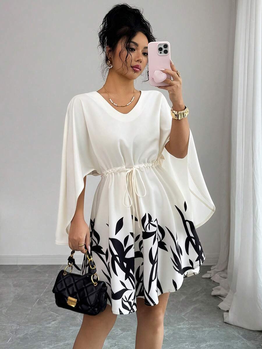 Selianne Đầm nữ cổ chữ V thắt eo, kiểu dáng thường ngày đơn giản, thích hợp cho kỳ nghỉ, đi chơi, mặc hàng ngày, mùa xuân/hè. - Nhiều màu - Xem 1