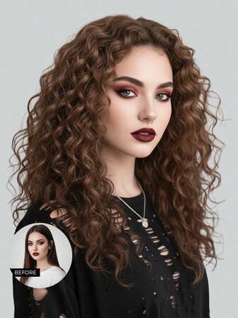 Grunge Punk 5x6 Tragen und Gehen Glueless Perücken Echthaar Vorgezupft Vorgeschnitten Schokoladenbraune Spitzenfront Perücken für 180 Dichte Tiefe Welle Perücke Echthaar Gefärbte Lockige Perücke (Schokoladenbraune Farbe, 20 Zoll)