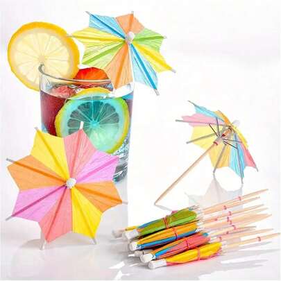 50 st paraplyer cocktailparaply dryckesurval åttkantigt stjärnpappersparaply cupcakedekoration handgjorda cocktailparasollpinnar presenter till sommarstrandpoolfester dekoration, jul