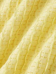 SHEIN MOD 大码女式优雅缎带蝴蝶结装饰长袖连衣裙，春夏款，新年/情人节款 - 黃色 - 查看 4