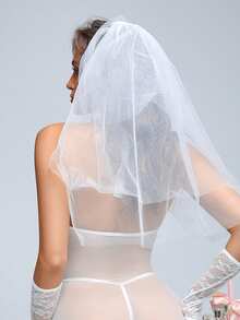 SHEIN 5件套性感蕾丝拼接睡衣套装 - 白色 - 查看 2