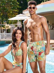 Manfinity VDAYZ Quần short đi biển nam mùa hè in họa tiết Paisley, cạp chun, có dây rút. - Nhiều màu - Xem 4