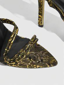 CUCCOO SZL Sandal Hak Kristal dengan Tali Tipis Minimalis dan Gaya Chic, Sandal Hak Tinggi Serbaguna untuk Aktivitas Luar Ruangan & Streetwear, Sepatu Musim Semi, Liburan Musim Semi, Paskah, Hari Valentine - Kulit ular hitam - View 6
