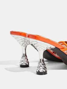 CUCCOO TILAWA Zapatos de tacón de aguja con puntera puntiaguda, con brillantes, para mujer, para fiestas - Naranja - Ver 5