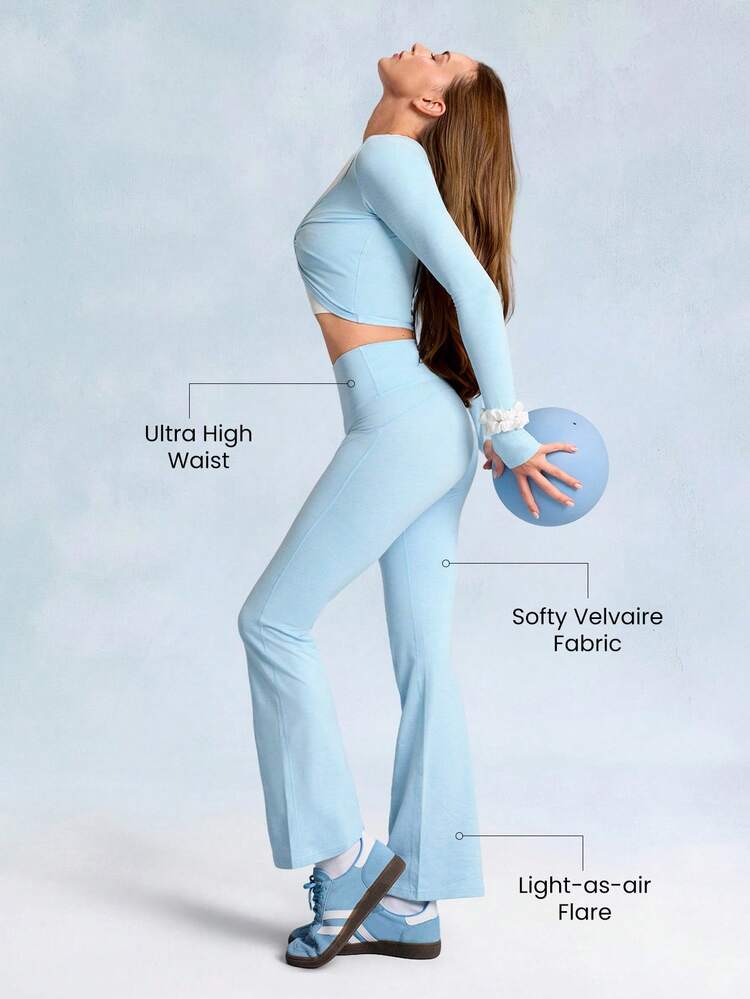 31" Softy Velvaire Ultra-High-Waisted Curved Seam Flared Leggings Pants Low Impact Yoga Pilates Daily Spring Summer