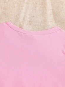 SHEIN 2件/套 67&星星印花时尚吊带背心，适合青少年女孩，女孩心形吊带背心，儿童心形吊带背心，女孩韩流印花可爱吊带背心，儿童吊带背心，适合春、秋、冬日常舒适穿着，黑色、粉色，适合春、夏、秋、冬四季，8-12岁 - 粉色 - 查看 4