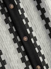 Core Aspect Áo sơ mi nam cổ bẻ màu tương phản cài nút phía trước thường ngày mùa hè - Màu xanh nhạt - Xem 6