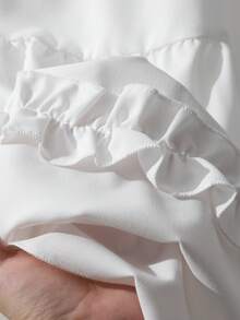 Girls' White Umbrella Skirt With Voluminous Hem, Long Length, Minimalist Japanese Style, Elegant Ruffled Hem, Versatile A-Line Skirt - White - View 6